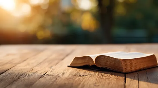 Bibel auf Holztisch