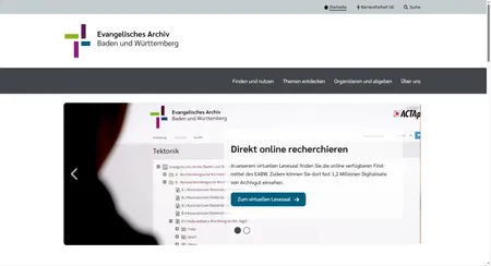 Quelle: ekiba / Stefan Herholz Screenshot Evangelisches Archiv Baden und Württemberg