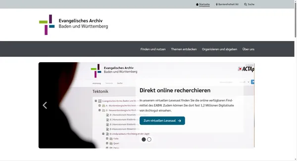 Quelle: ekiba / Stefan Herholz Screenshot Evangelisches Archiv Baden und Württemberg
