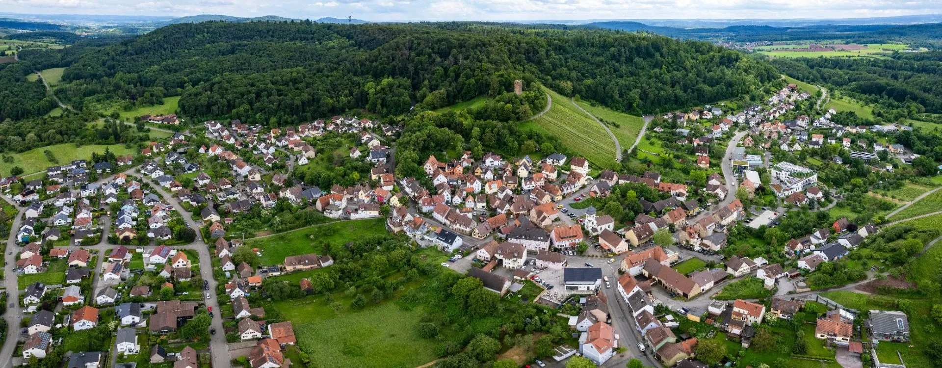 Dorf in Vogelperspektive