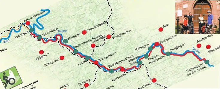 Karte der Radewegekirchen im Taubertal
